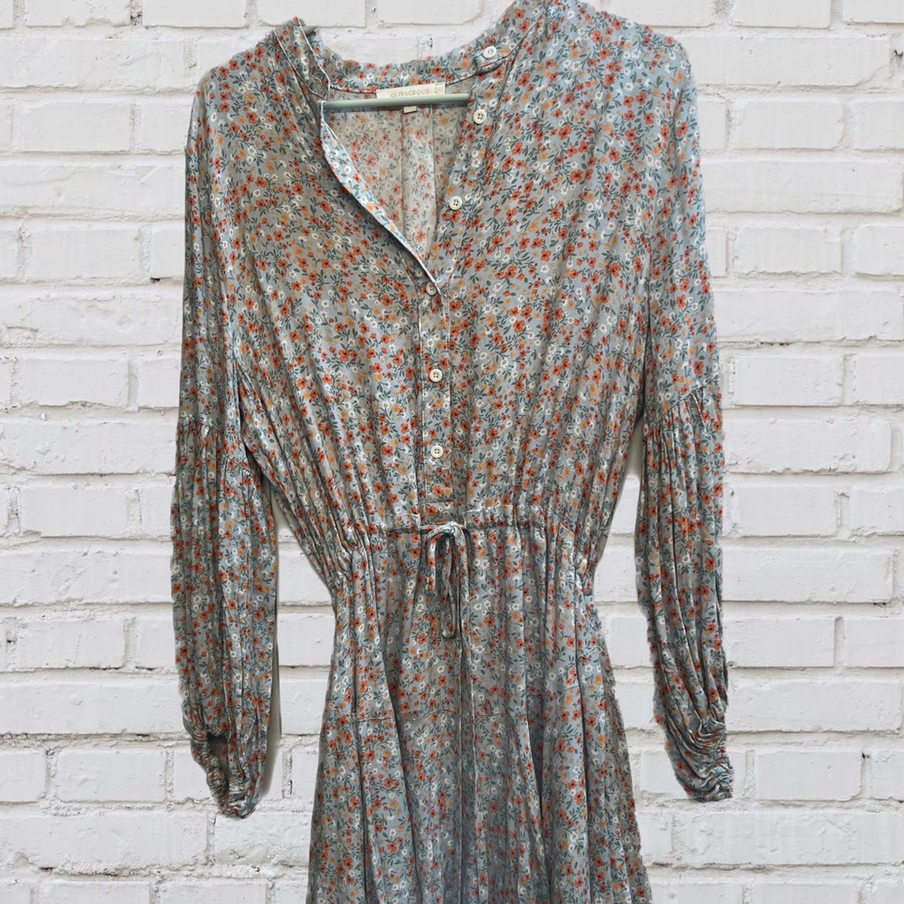 Long sleeve floral dress by Olivaceous